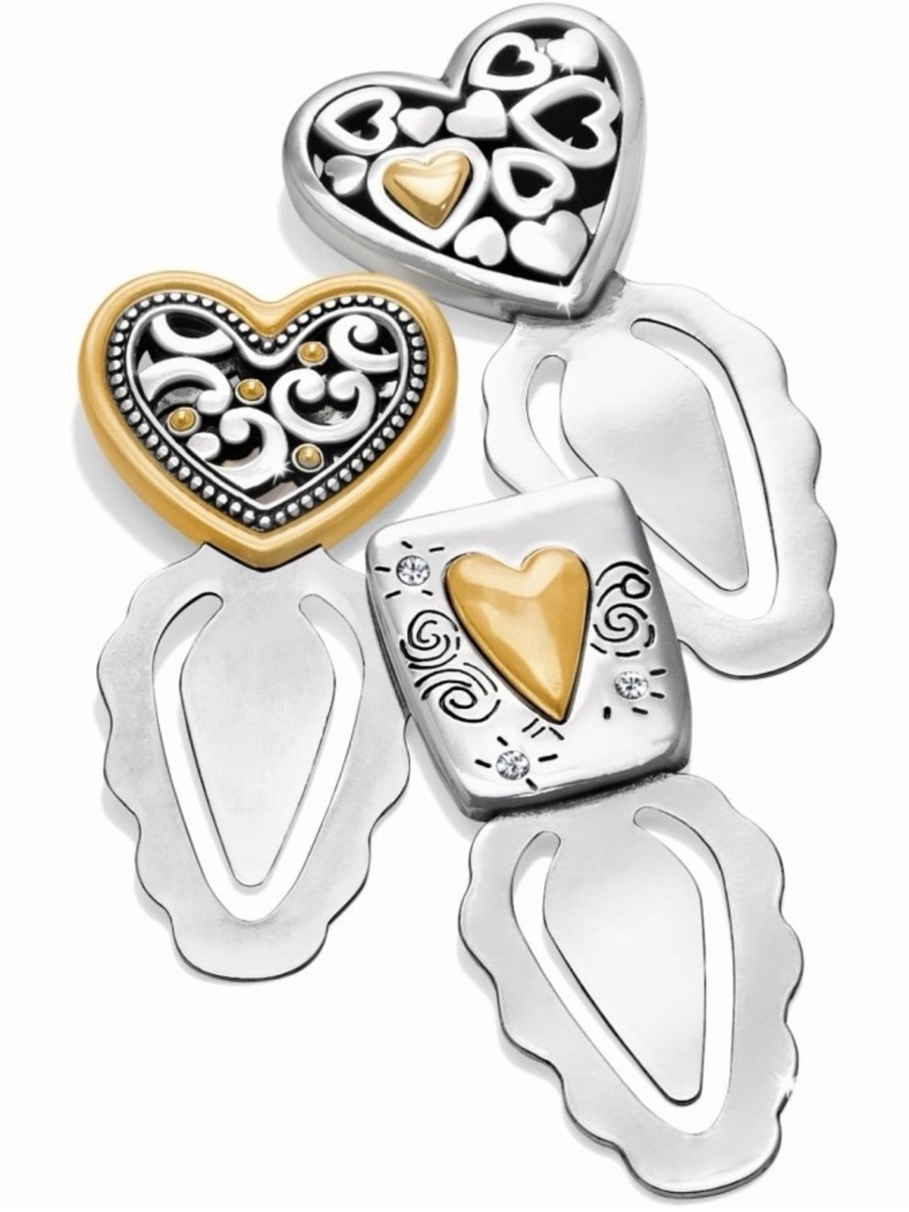 Brighton World Of Hearts Bookmark Set charming trio two-tone silver & gold tone